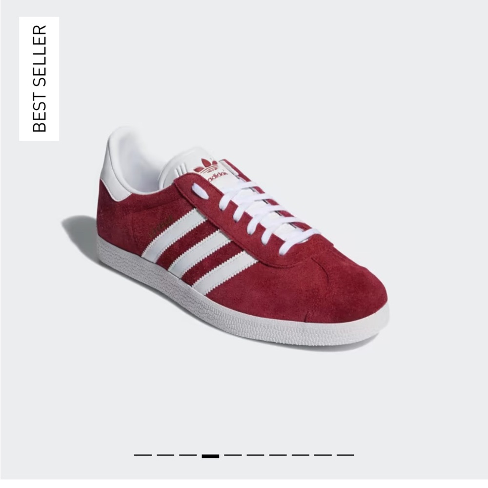 Adidas Gazelle Collegiate Burgundy/Cloud White/Gold Metallic- 8.5M/9.5W